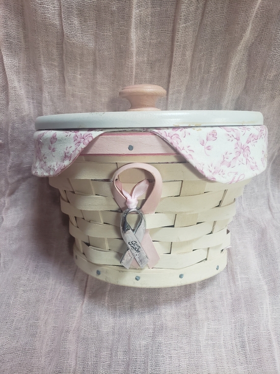 Longaberger Other - Longaberger 2007 Cream and Pink Ribbon Accent Handwoven HOPE Basket